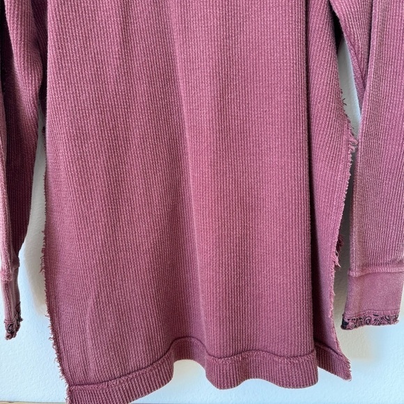 Free People We the Free Fall for You Henley Thermal Cranberry Burgundy XS - Picture 10 of 17